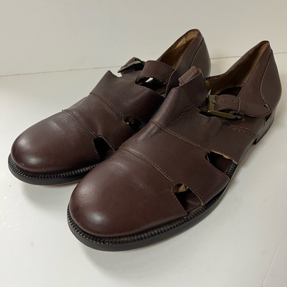 Coach Italy Mens Dark Brown Leather Fisherman Sandals 11.5D